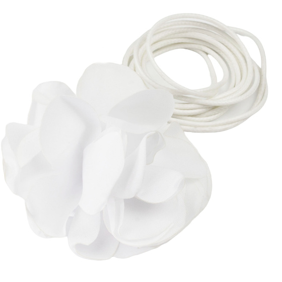 Naszyjnik CHOKER ozdobny RÓŻA na szyję KWIAT na rzemyku elegancki BIAŁY