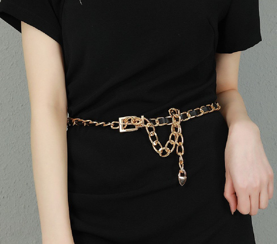 PASEK damski ŁAŃCUCH do sukienki wąski OZDOBNY