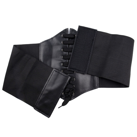 PASEK pas szeroki GORSET czarny GUMOWY SZNUROWANY rozmiar L