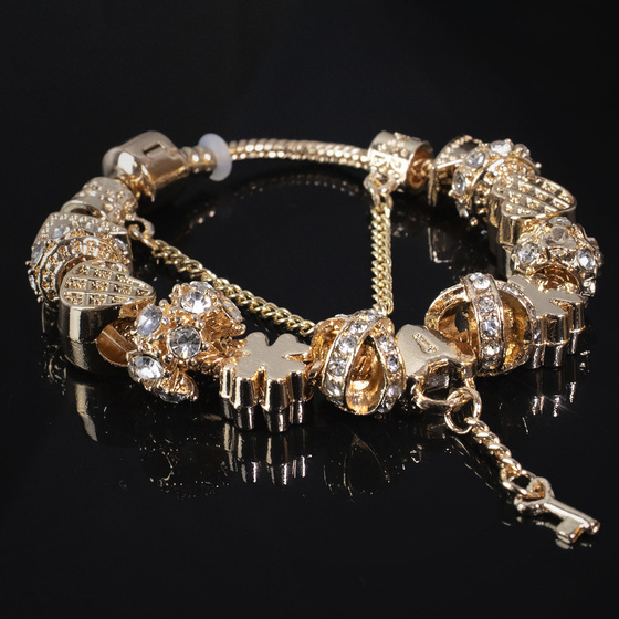 Bransoletka ZŁOTA charms MODUŁOWA zawieszki