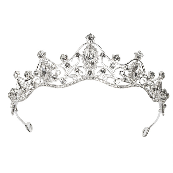 DIADEM OZDOBA do włosów KORONA ŚLUBNA srebrna Ślub Panieński