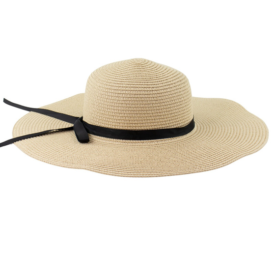 KAPELUSZ plażowy DAMSKI SŁOMKOWY kokarda letni SŁOMIANY duże rondo