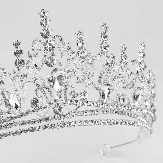 DIADEM Korona Tiara MISS GLOW ŚLUBNY srebrny cyrkonie KRYSZTAŁY
