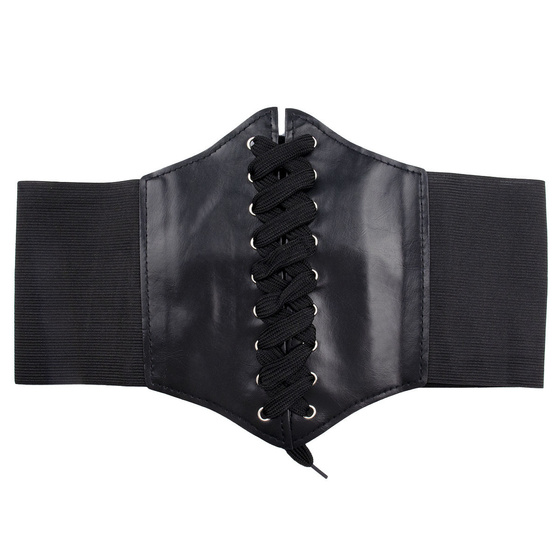 PASEK pas szeroki GORSET czarny GUMOWY SZNUROWANY rozmiar L