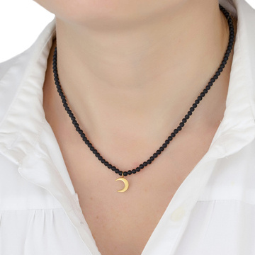 Naszyjnik księżyc STAL SZLACHETNA POZŁACANA damski