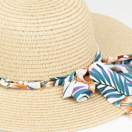 KAPELUSZ plażowy Alessio DAMSKI SŁOMKOWY kokarda letni SŁOMIANY DUŻE RONDO