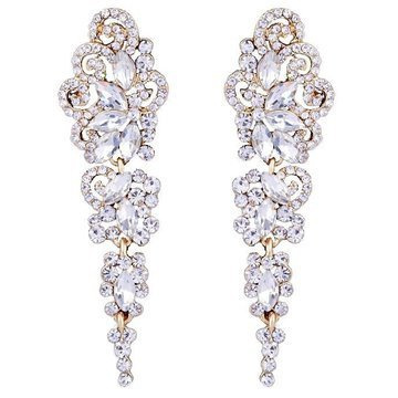 KOLCZYKI złote CYRKONIE wiszące ŚLUBNE długie