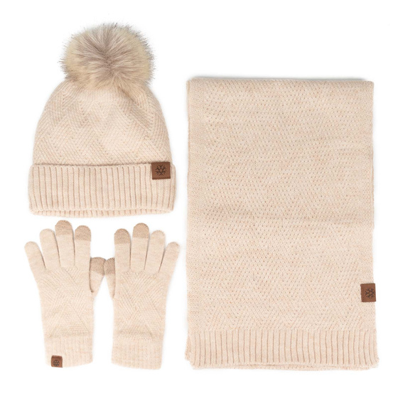 Alessio KOMPLET CZAPKA + SZALIK + RĘKAWICZKI DOTYKOWE ciepły POLAR ZIMOWY