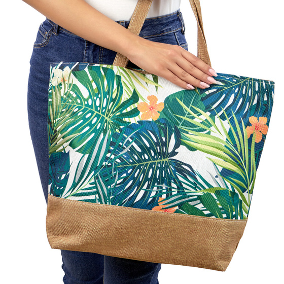 TOREBKA DAMSKA torba na lato duża BOHO PLAŻOWA letnia liście