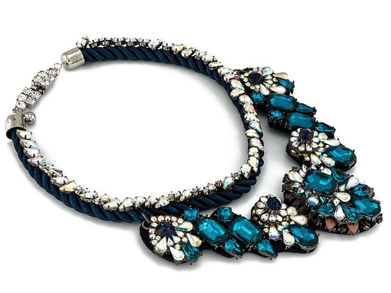 NASZYJNIK turkusowy KOLIA błyszczący KRYSZTAŁY