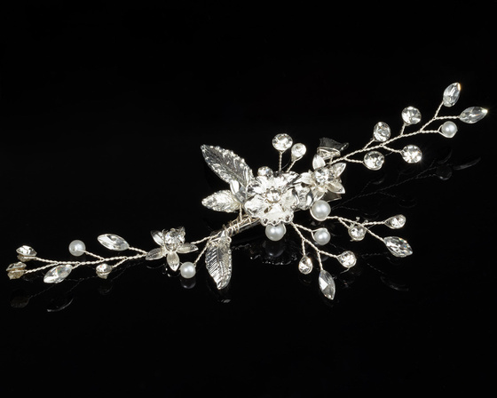 OZDOBA ŚLUBNA do włosów SPINKA do włosów SREBRNA