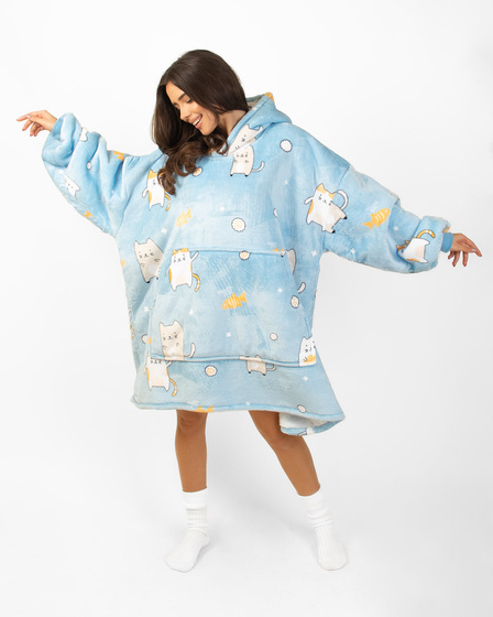 KOCOBLUZA KOC BLUZA CIEPŁA 2w1 GRUBA XXL FUTRZAK POLAR z kapturem OVERSIZE