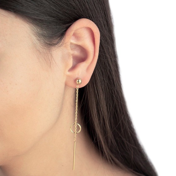 Kolczyki wiszące blaszka STAL SZLACHETNA POZŁACANA