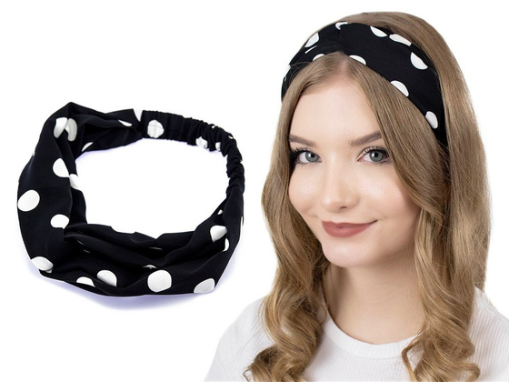 OPASKA DO WŁOSÓW czarna PIN UP bandamka KROPKI