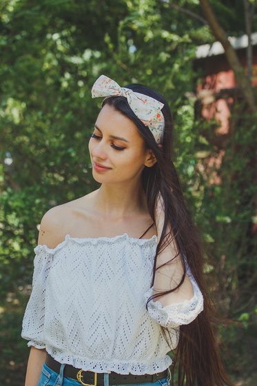 OPASKA do włosów KWIATY węzeł KOKARDA supeł