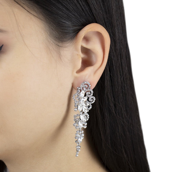 KOLCZYKI srebrne CYRKONIE kryształki ŚLUBNE długie