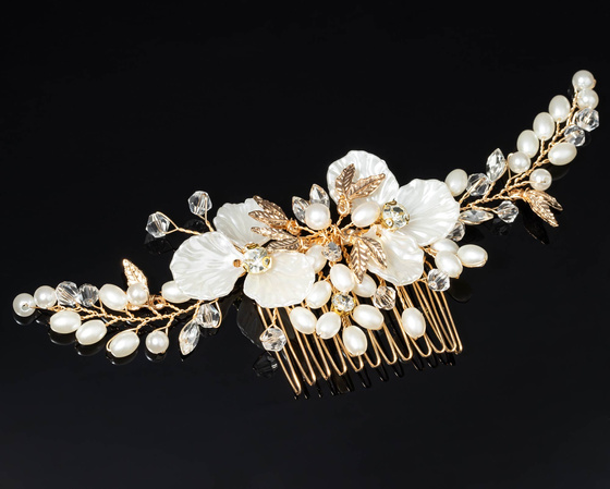 OZDOBA DO WŁOSÓW grzebyk ŚLUBNA perełki BIAŁA ślub