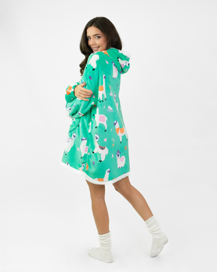 KOCOBLUZA KOC BLUZA CIEPŁA 2w1 GRUBA XXL FUTRZAK POLAR z kapturem OVERSIZE