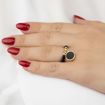 Pierścionek elastyczny STAL SZLACHETNA POZŁACANA