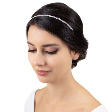 OPASKA DO WŁOSÓW damska ślubna CYRKONIE wąska SREBRNA ślub elegancka