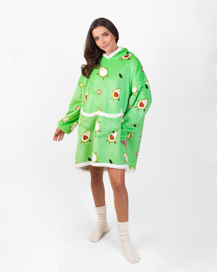 KOCOBLUZA KOC BLUZA CIEPŁA 2w1 GRUBA XXL FUTRZAK POLAR z kapturem OVERSIZE