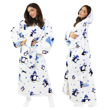 KOCOBLUZA KOC BLUZA CIEPŁA 2w1 GRUBA XXL FUTRZAK POLAR z kapturem OVERSIZE