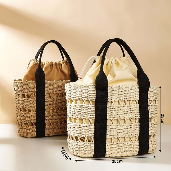 TORBA damska DUŻA SŁOMIANA pleciona plażowa KOSZYK shopper na lato