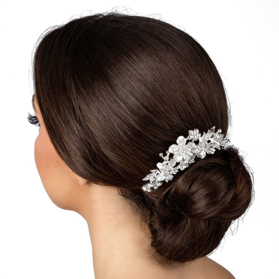 OZDOBA do włosów ŚLUBNA kwiatki cyrkonie GRZEBYK