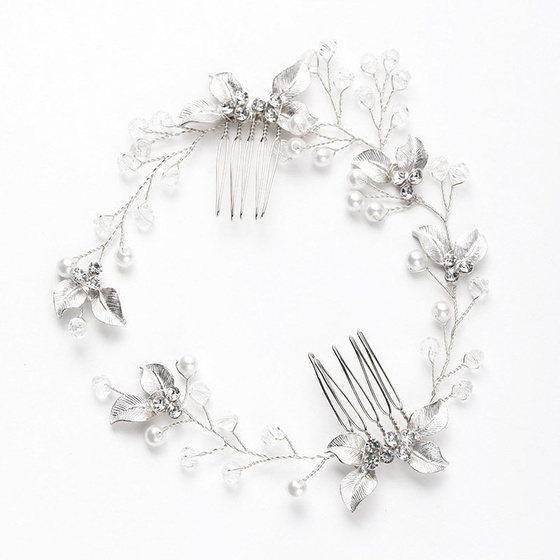 OZDOBA ŚLUBNA do włosów damska PEREŁKI cyrkonie ślub GRZEBYK