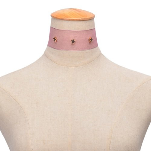 Choker NASZYJNIK gwiazdki różowy