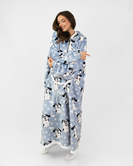 KOCOBLUZA KOC BLUZA CIEPŁA 2w1 GRUBA XXL FUTRZAK POLAR z kapturem OVERSIZE