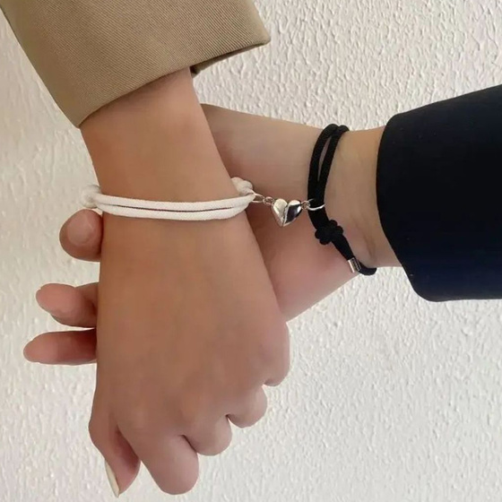 BRANSOLETKA PRZYJAŹNI serduszko na magnes SERCE DLA PAR - 2 SZTUKI