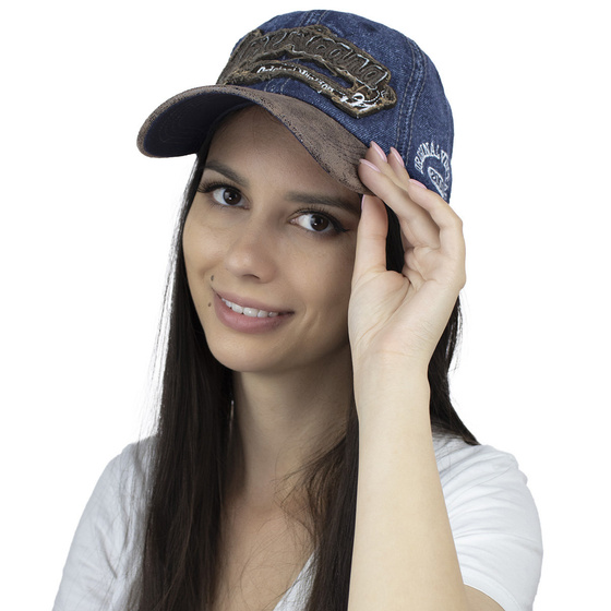 Czapka z daszkiem kaszkietówka BEJSBOLÓWKA męska JEANSOWA retro