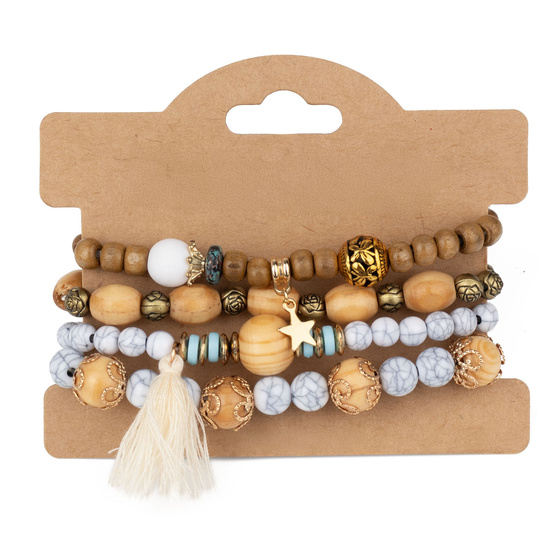 ZESTAW BRANSOLETEK koraliki chwost gwiazdka KOMPLET 4 SZTUKI