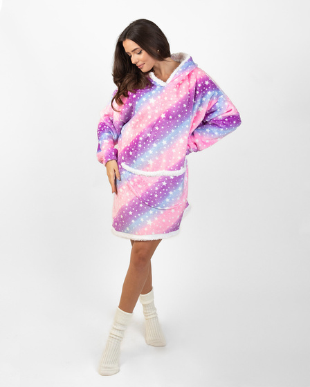 KOCOBLUZA KOC BLUZA CIEPŁA 2w1 GRUBA XXL FUTRZAK POLAR z kapturem OVERSIZE