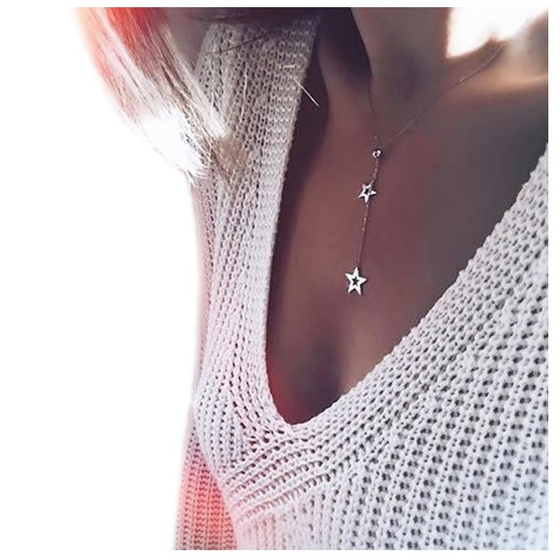 NASZYJNIK złoty CELEBRYTKA dwie GWIAZDY. DELIKATNY