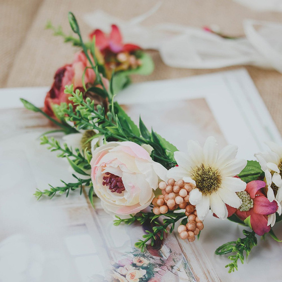 WIANEK na głowę BOHO kwiaty ŚLUBNY rustykalny