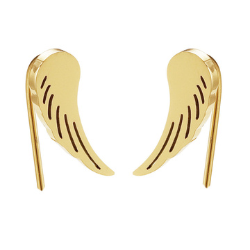 KOLCZYKI skrzydła STAL SZLACHETNA POZŁACANA