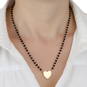 Naszyjnik koraliki STAL SZLACHETNA POZŁACANA serce