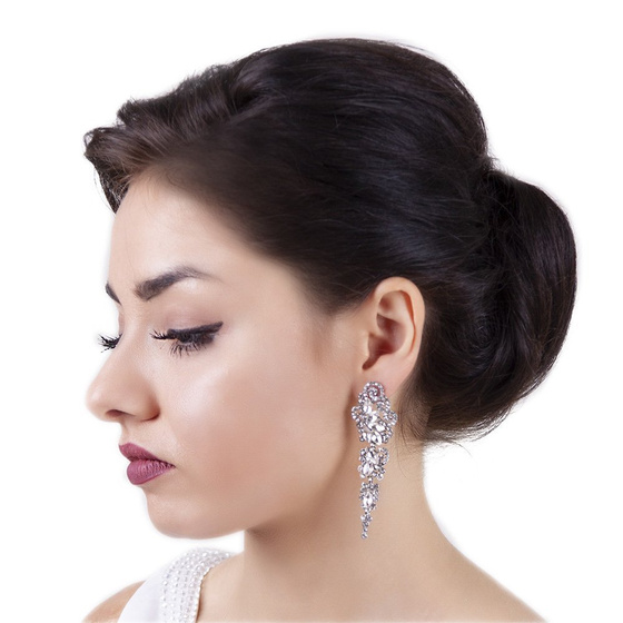 KOLCZYKI srebrne CYRKONIE kryształki ŚLUBNE długie