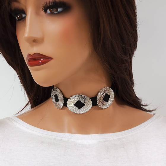 Choker NASZYJNIK literacki srebrny