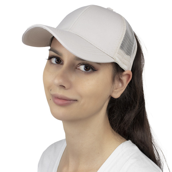 Czapka z daszkiem NA KUCYK bejsbolówka z siatką damska