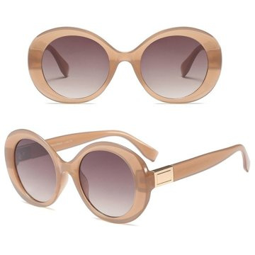 OKULARY przeciwsłoneczne DAMSKIE beżowe OKRĄGŁE
