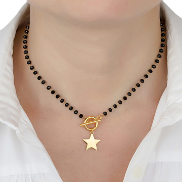 Naszyjnik gwiazda STAL SZLACHETNA POZŁACANA damski