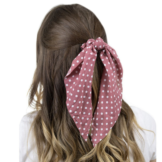 GUMKA do włosów APASZKA kropki RÓŻOWA scrunchies
