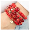 BRANSOLETKI damskie koraliki serce ZESTAW 4 sztuki