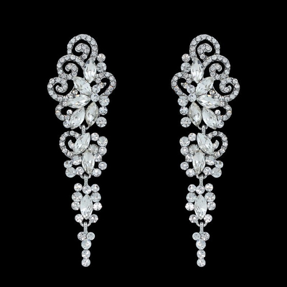 KOLCZYKI srebrne CYRKONIE kryształki ŚLUBNE długie