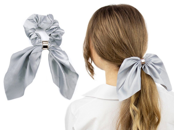 GUMKA do włosów frotka SCRUNCHIES KOKARDA szara