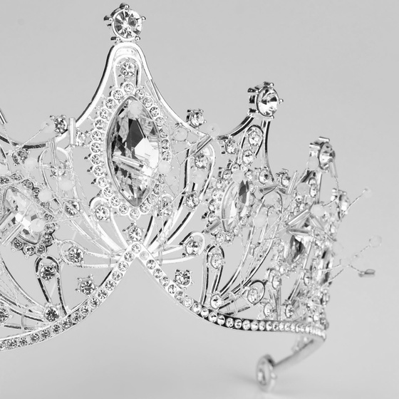 DIADEM Korona Tiara MISS GLOW ŚLUBNY srebrny cyrkonie KRYSZTAŁY
