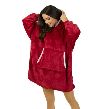 KOCOBLUZA KOC BLUZA CIEPŁA 2w1 GRUBA XXL FUTRZAK POLAR z kapturem OVERSIZE